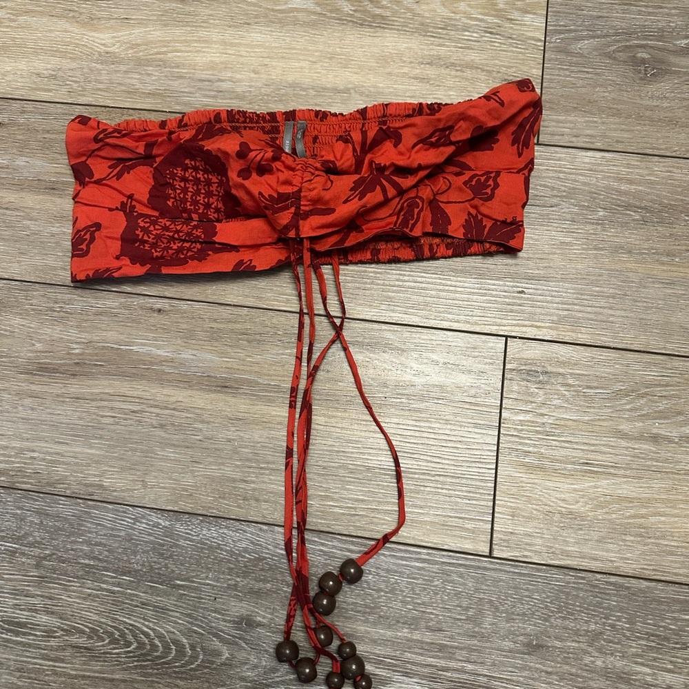 Anthropologie Beaded Floral Bandeau Top Small